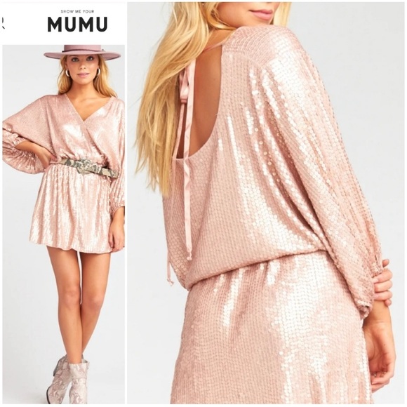 NWT Show Me Your Mumu Dress M Rose Gold Genevieve - Picture 5 of 9